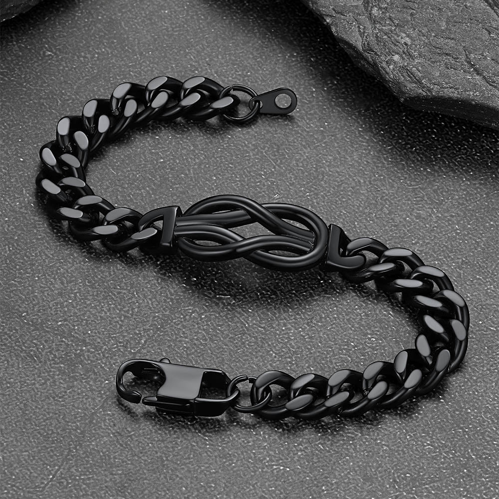 Love Knot Cuban Link Chain Bracelet Gift For Couple Men