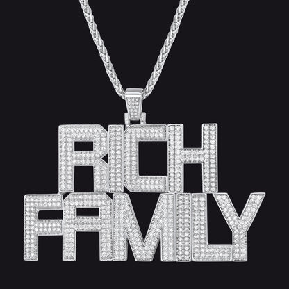 Custom name letter hip hop pendant necklace with cubic zirconia