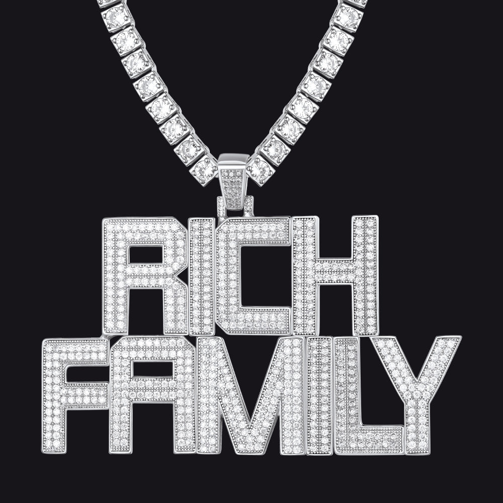 Custom hip hop CZ initial pendant necklace for men in silver