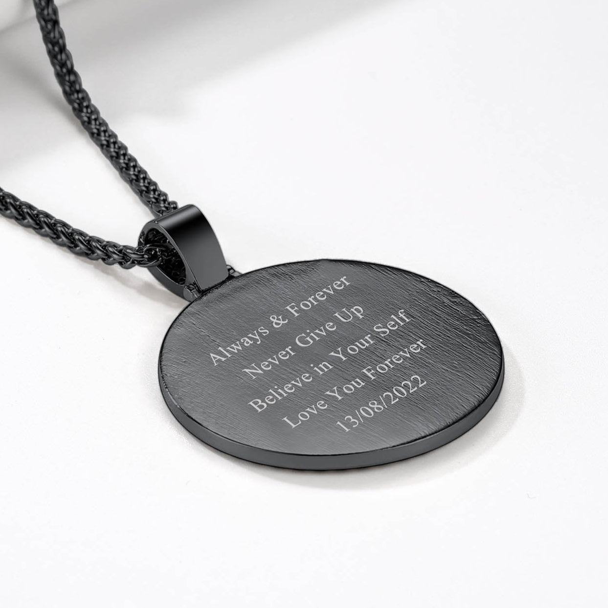 Personalized Large Picture Circle Necklace Memorial Photo Pendant for Men