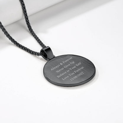 Personalized Large Picture Circle Necklace Memorial Photo Pendant for Men