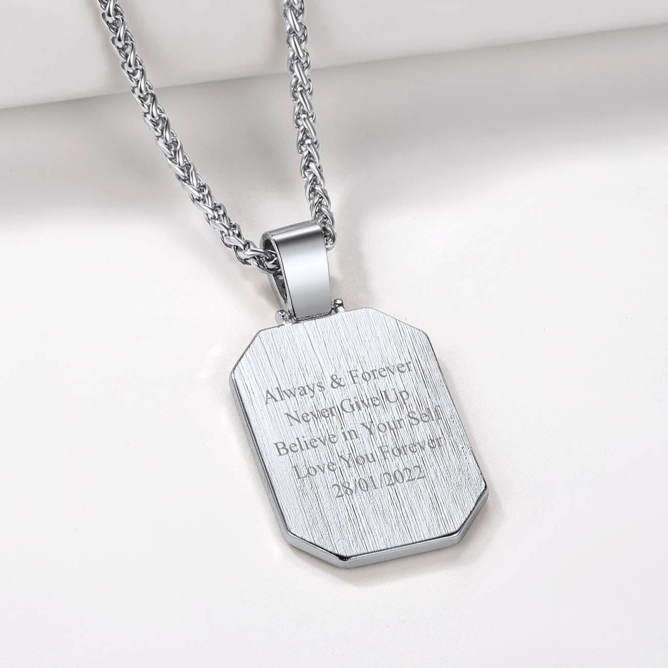 FaithHeart Zirconia Octagon Custom Pendant Hip Hop Jewelry Photo Necklace FaithHeart