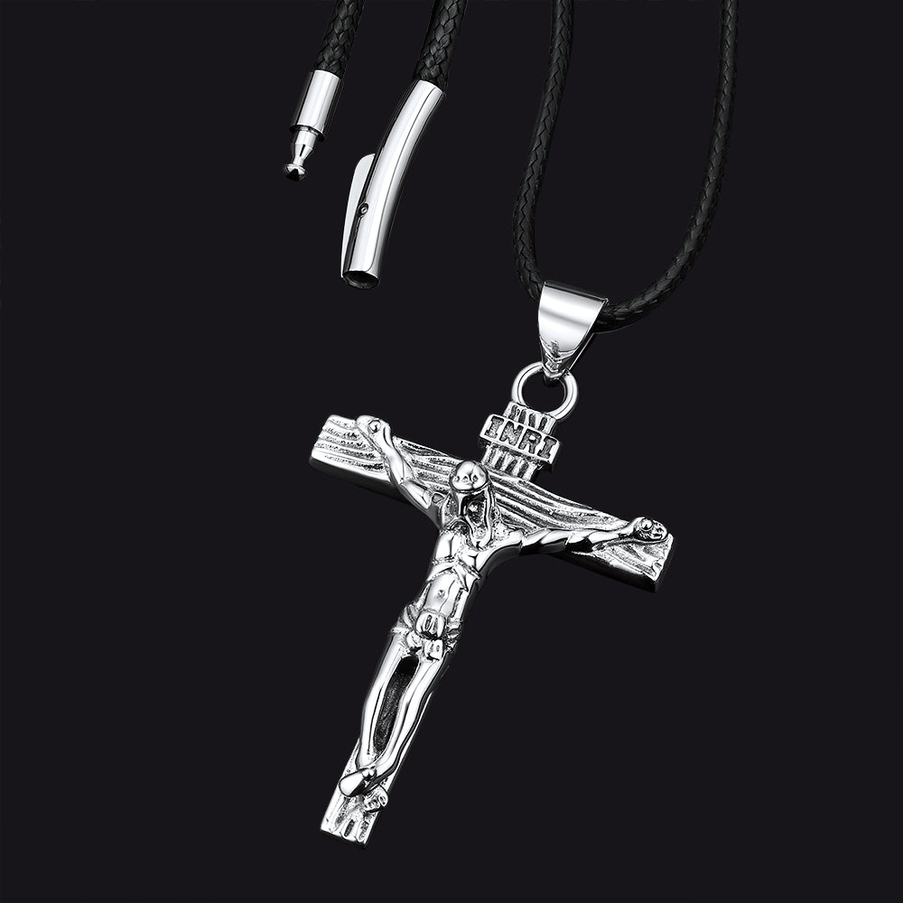 FaithHeart Sterling Silver Crucifix Necklace Jesus Cross Pendant FaithHeart