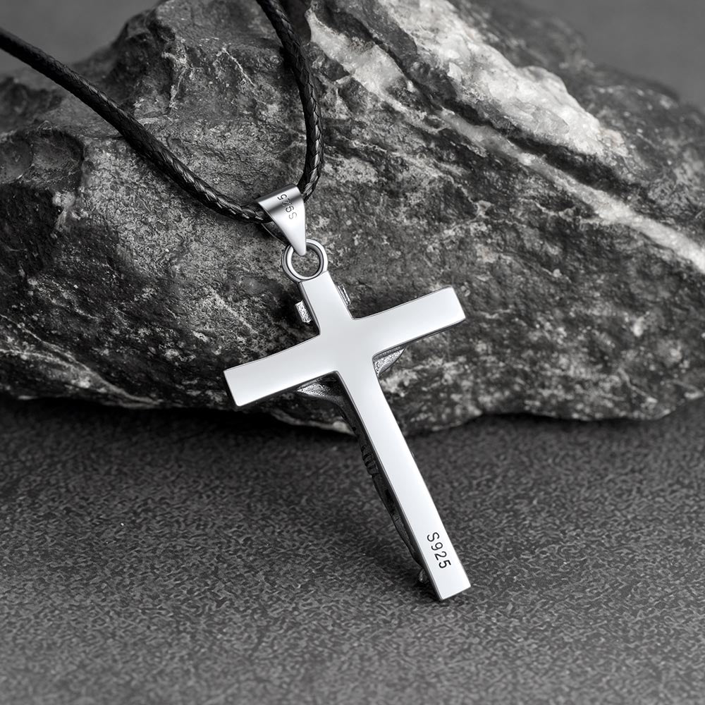 FaithHeart Sterling Silver Crucifix Necklace Jesus Cross Pendant FaithHeart