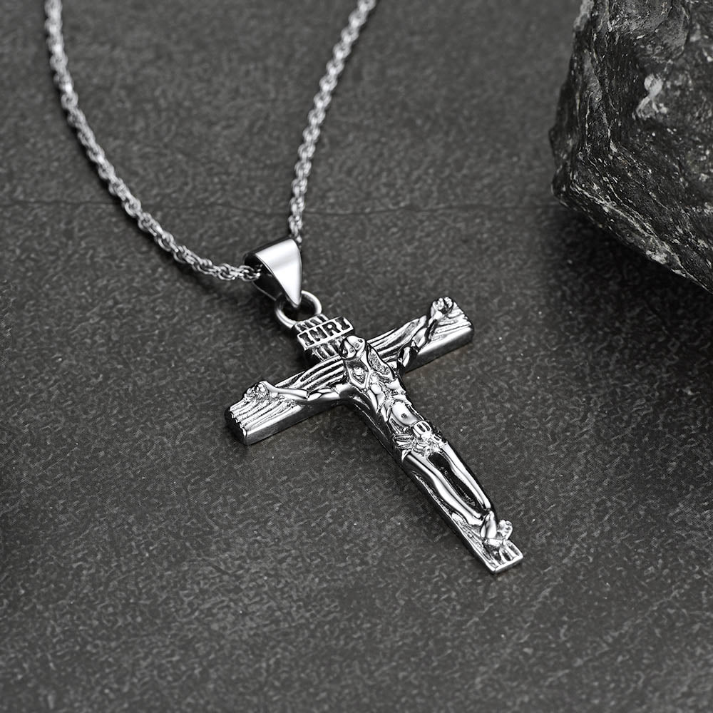FaithHeart Sterling Silver Crucifix Necklace Jesus Cross Pendant FaithHeart