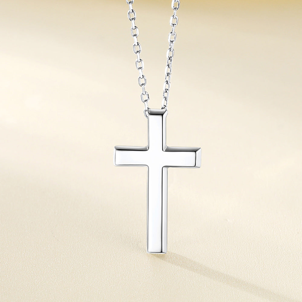 Silver Cross Necklace Dainty Christian Faith Pendant for Women