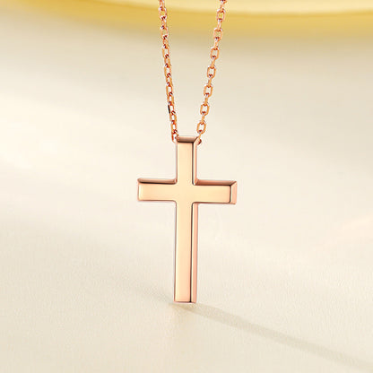 Rose Gold Cross Necklace Dainty Christian Faith Pendant for Women
