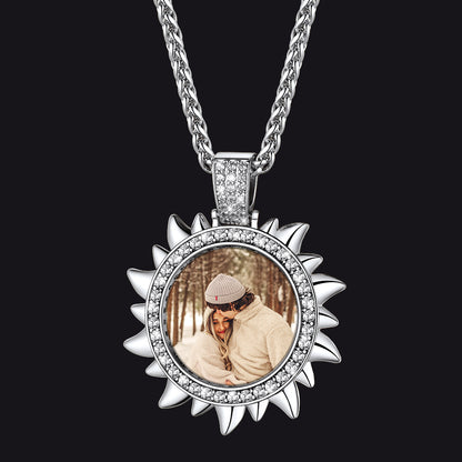 Custom Picture Sun Necklace with CZ for Men