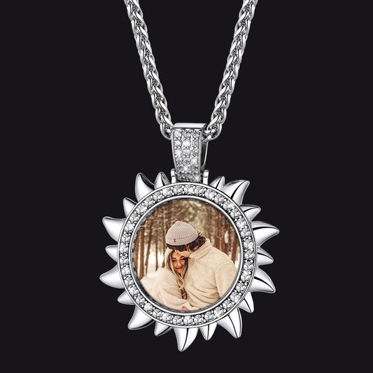 Custom Picture Sun Necklace with CZ for Menimg