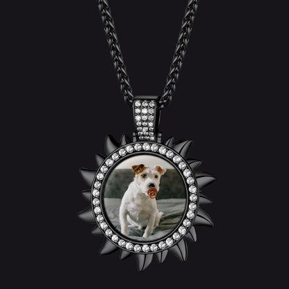 Custom Picture Sun Necklace with CZ for Men