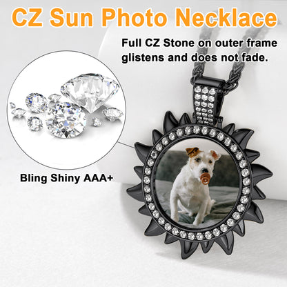 Custom Picture Sun Necklace with CZ for Men
