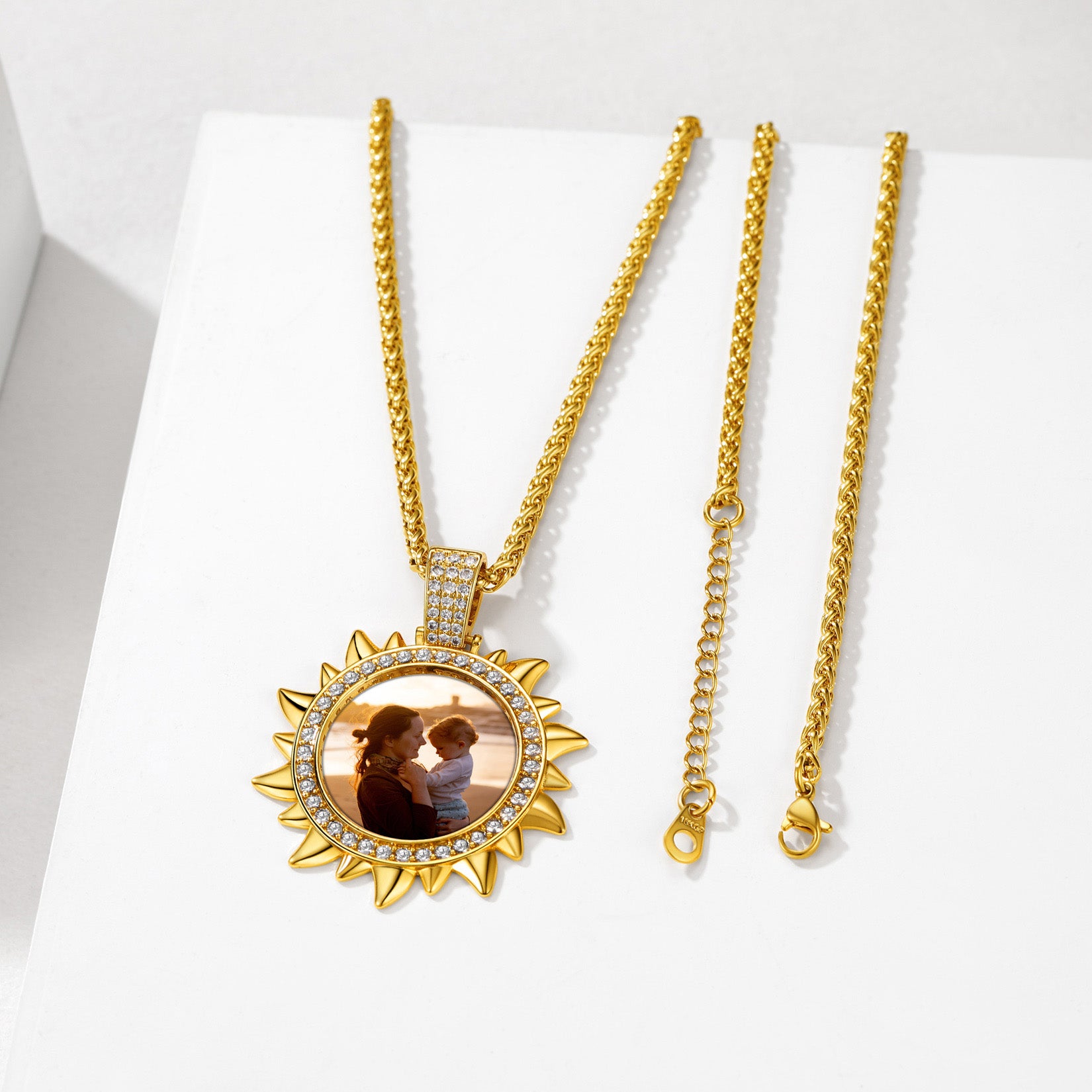 FaithHeart Sun Custom Zirconia Pendant Hip Hop Jewelry Picture Necklace FaithHeart