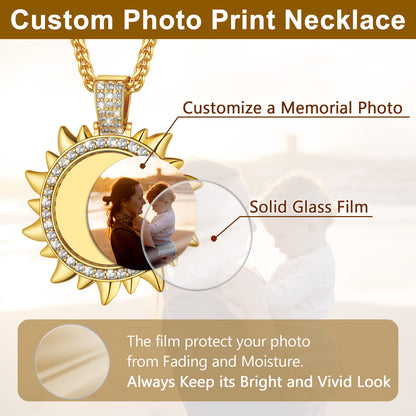 Custom Picture Sun Necklace with CZ for Men