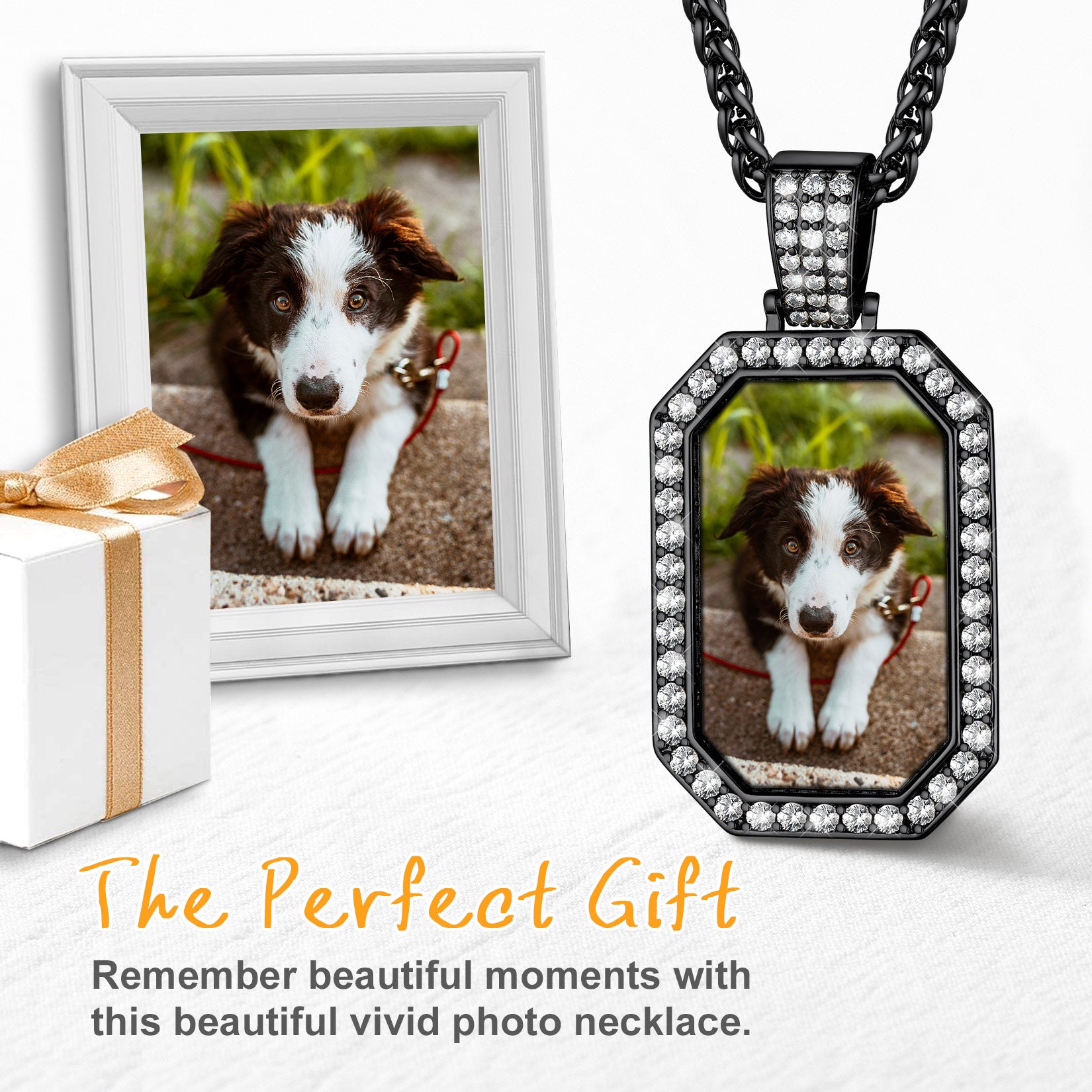 Personalied Picture Dog Tag Necklace with Zirconia for Men FaithHeart