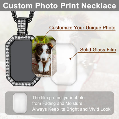 Personalied Picture Dog Tag Necklace with Zirconia for Men FaithHeart