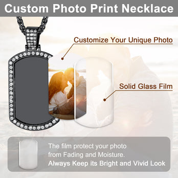 Customized Zirconia Dog Tag Necklace With Picture for Men Women FaithHeart