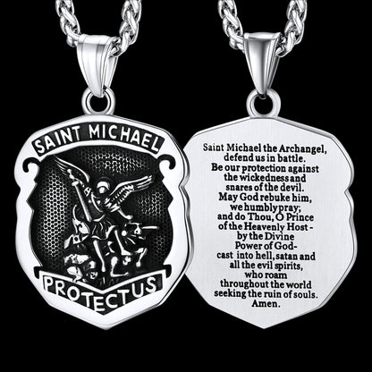 FaithHeart Shield Saint Michael Pendant Necklace For Men FaithHeart
