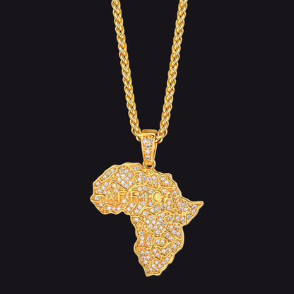 Africa Map Stainless Steel Zirconia Necklace FaithHeart Jewelry