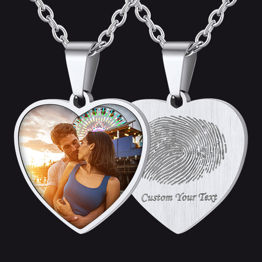 Customized Heart Photo Fingerprint Necklace FaithHeart Jewelry