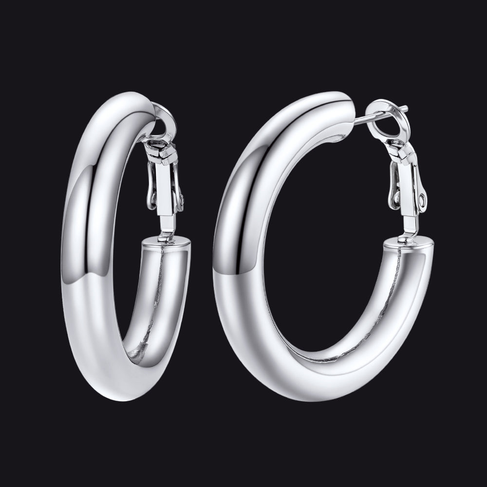 Chunky 5MM Hoop Earrings Lobster Clasp