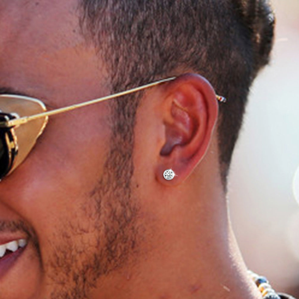 925 Sterling Silver CZ Stud Earrings Set for Men 3 Pairs