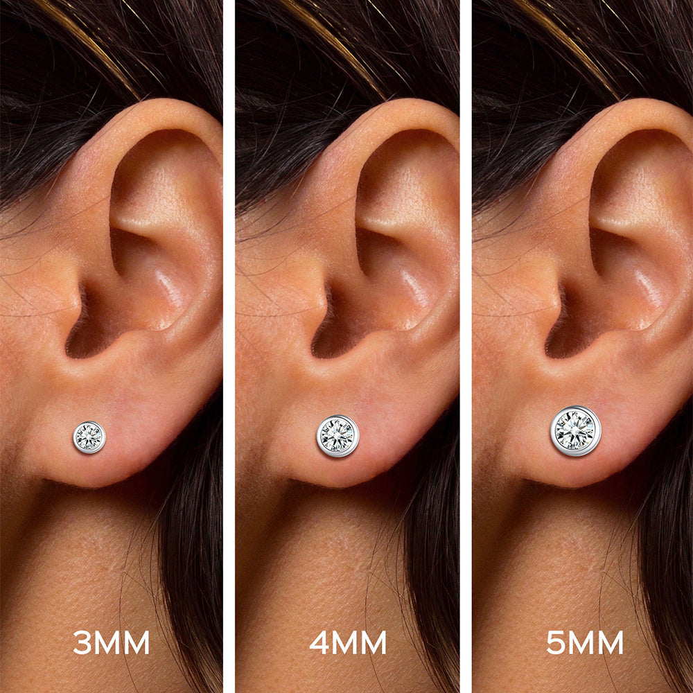 925 Sterling Silver CZ Stud Earrings Set for Men 3 Pairs