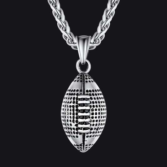 3D American Football Pendant Necklace for Men Women