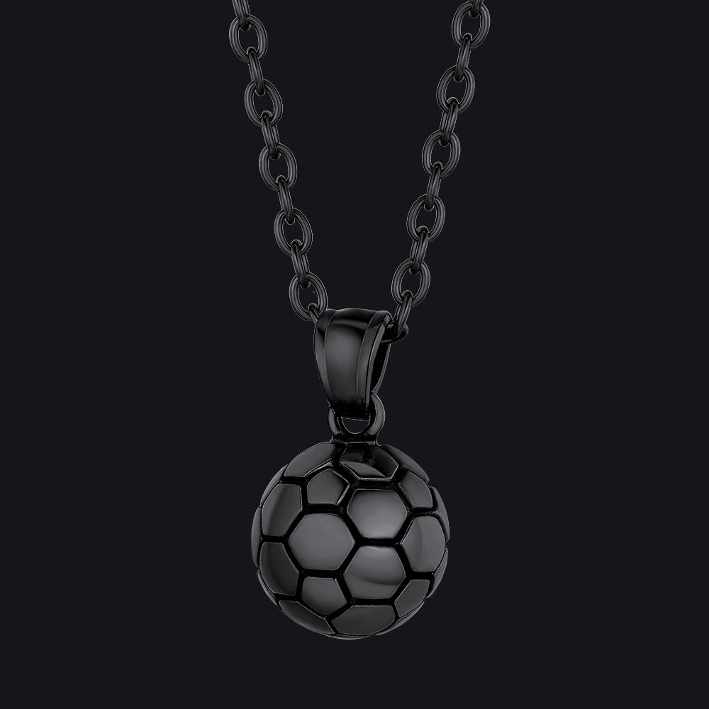 Black Soccer Sport Necklace for Soccer Fans and Player