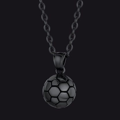 Black Soccer Sport Necklace for Soccer Fans and Player