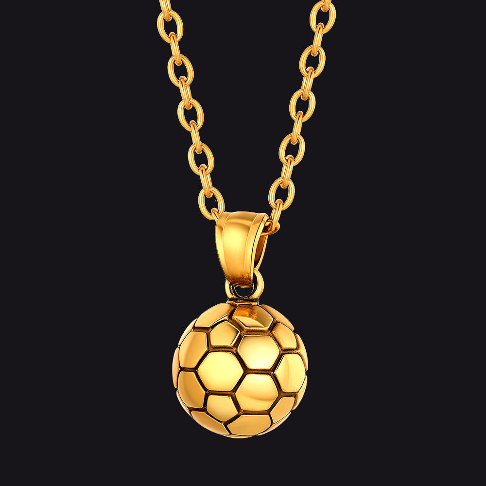 Gold Soccer Sport Necklace for Soccer Fans and Player