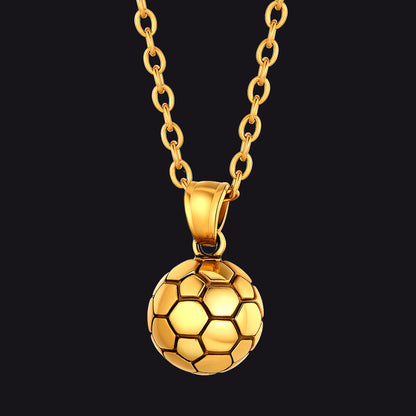 Gold Soccer Sport Necklace for Soccer Fans and Player