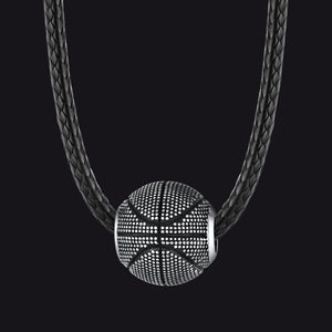 3D sport basketball necklace with braided leather cord for men