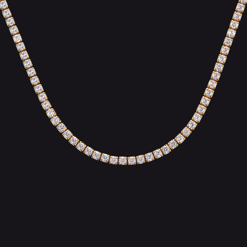 3MM Gold CZ Cuban Chain Necklace for Men Women