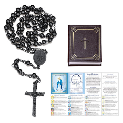 Catholic Virgin Mary Rosary Beads Cross Necklace Chain for Men Women