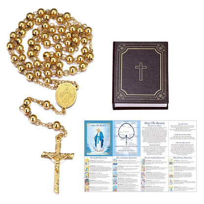 Catholic Virgin Mary Rosary Beads Cross Necklace Chain for Men Women