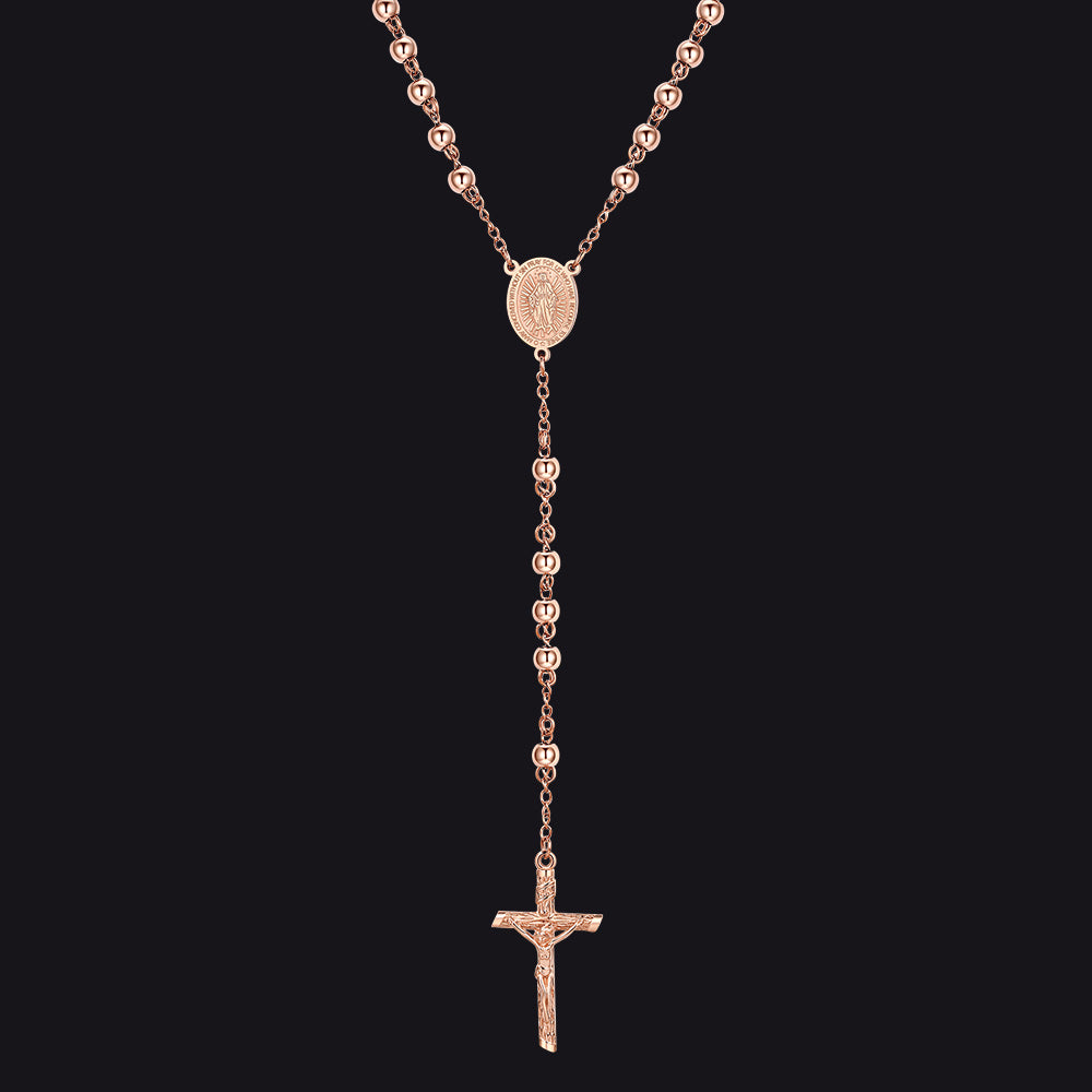 Catholic Virgin Mary Rosary Beads Cross Necklace Chain for Men Women
