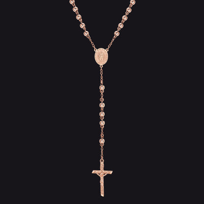 Catholic Virgin Mary Rosary Beads Cross Necklace Chain for Men Women