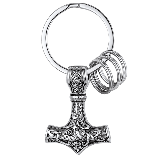 FaithHeart Norse Viking Thor Hammer Mjolnir Stainless Steel Keychain FaithHeart Jewelry