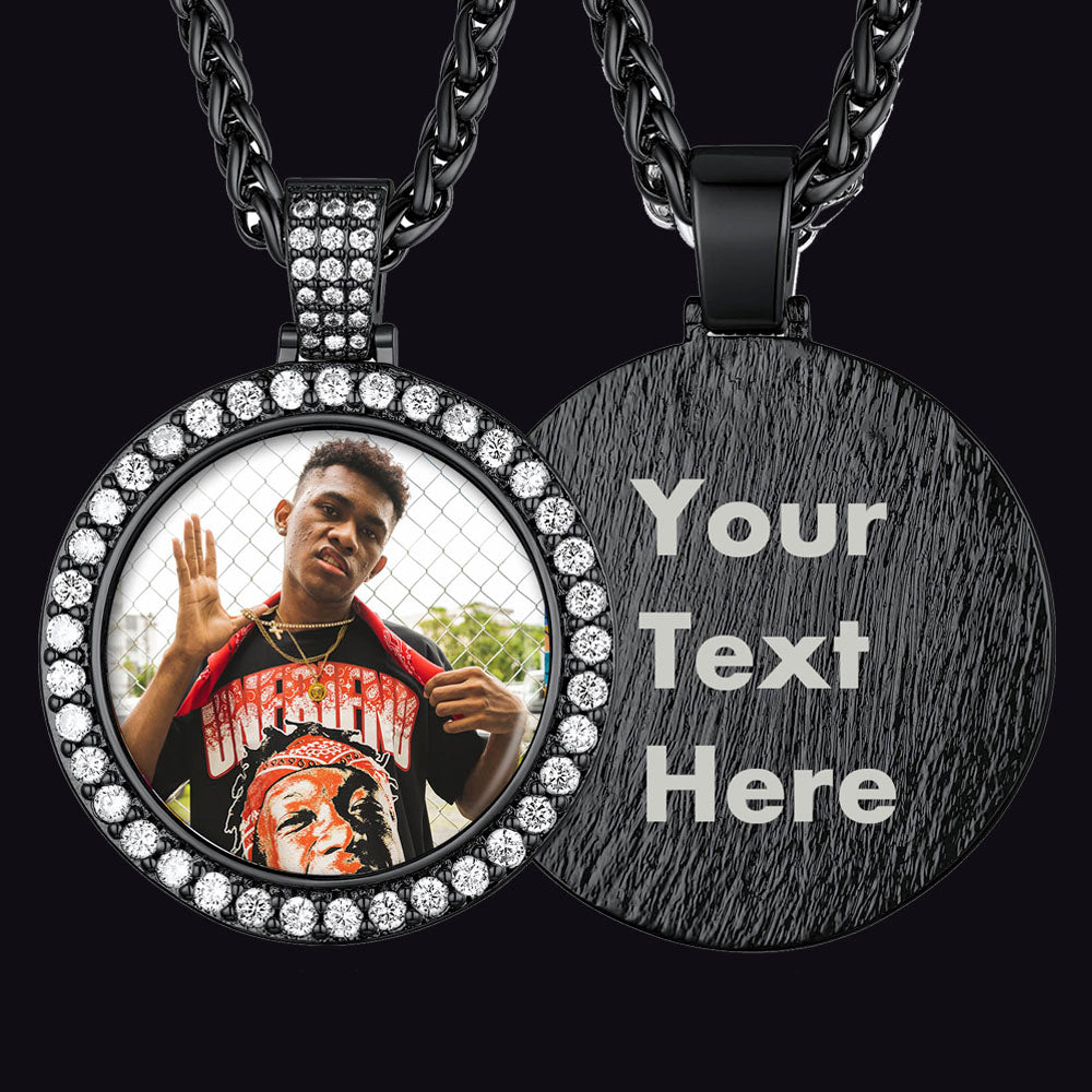 FaithHeart Zirconia Round Pendant Hip Hop Jewelry Picture Necklace FaithHeart