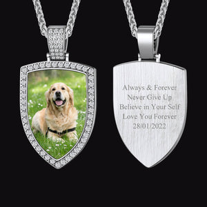 FaithHeart Zirconia Shield Custom Pendant Hip Hop Jewelry Picture Necklace FaithHeart