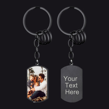 Personalized Text Stainless Steel Keychain With Picture FaithHeart Jewelry