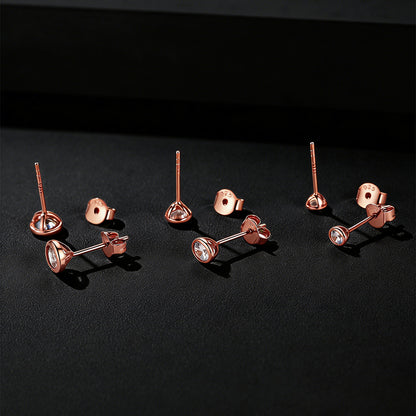 925 Sterling Silver CZ Stud Earrings Set for Men 3 Pairs