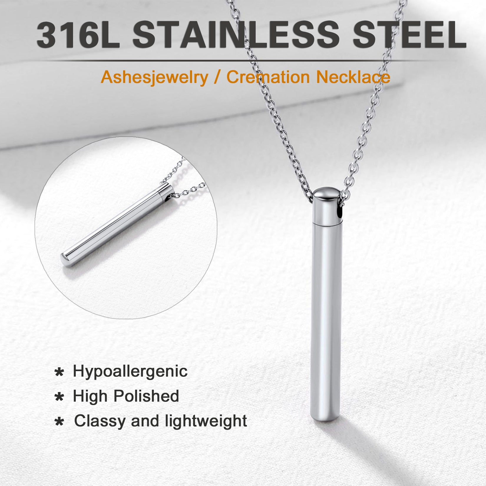  Engraved Bar Urn Necklace for Keepsake Memorial Jewelry