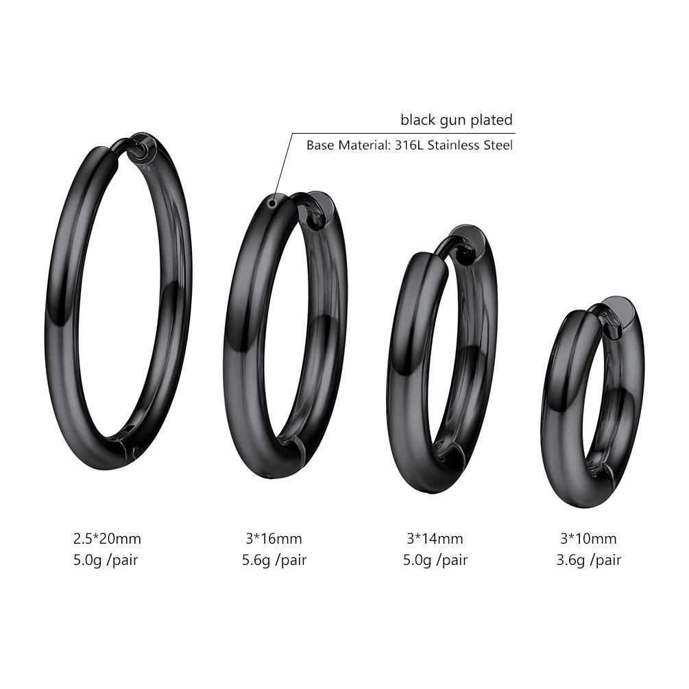 Simple 10mm Hoop Earrings for Men Women