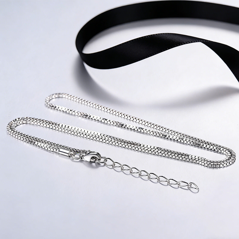 1.5MM Width Minimalist Box Chain Link Necklace for Men