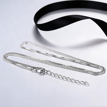 1.5MM Width Minimalist Box Chain Link Necklace for Men
