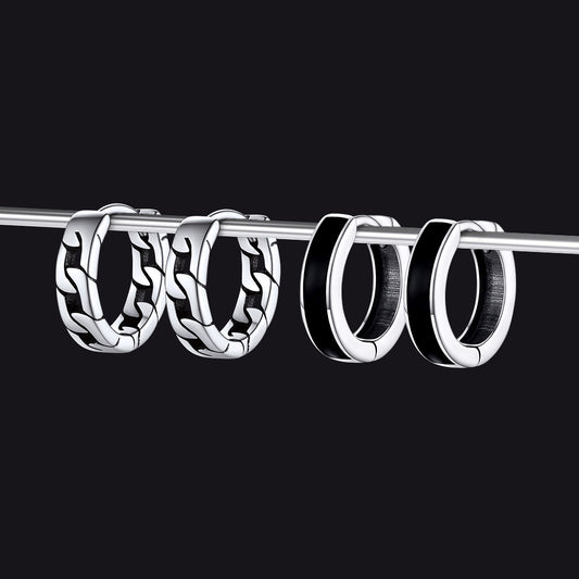 FaithHeart Viking Runes Black Onyx Hoop Earrings Set FaithHeart Jewelry