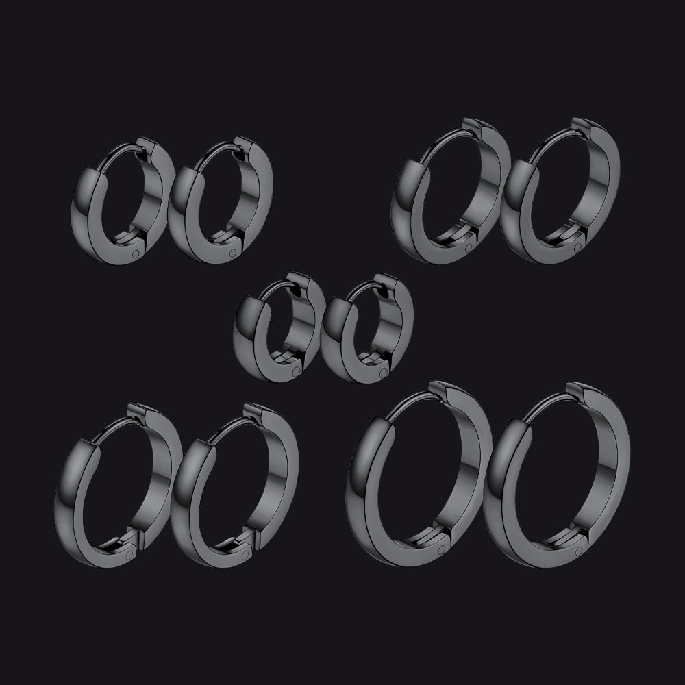 5 Pairs Minimalist Hoop Earrings Set for Men - FaithHeart Jewelry