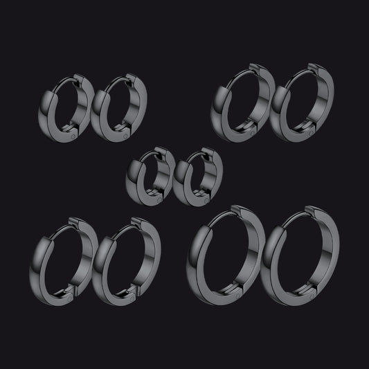 5 Pairs Minimalist Hoop Earrings Set for Men - FaithHeart Jewelryimg