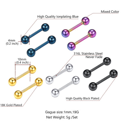 5 Pairs Small Ball Stud Earrings for Men Women